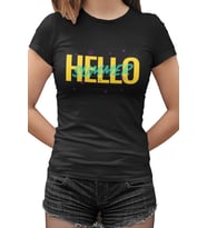 Hello Summer Sun Siyah Kadın Tshirt