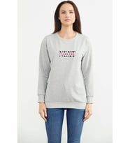 Sıfır Yaka Oversize Sweatshirt - Gri