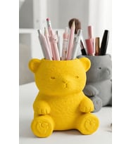 3D Baskı Sevimli Ayıcık Kalemlik - Masaüstü Organizer - Sarı