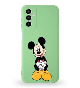 Samsung Galaxy M13 Uyumlu Lansman Kılıf Altı Kapalı İçi Kadife  Mickey Mouse-A Tasarımlı  Kapak (Şeffaf)