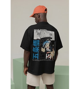 Gojo Satoru Anime Karakter Baskılı Unisex Oversize Tişört
