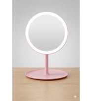 Dokunmatik Led Işıklı Usb Şarjlı Makyaj Aynası Yuvarlak Pembe-SM8036