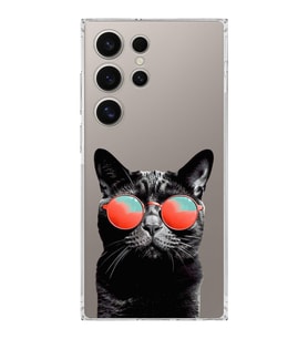 PrintiFy Galaxy S24 Ultra ile Uyumlu Kedi 3 Kamera Korumalı Şeffaf Kılıf