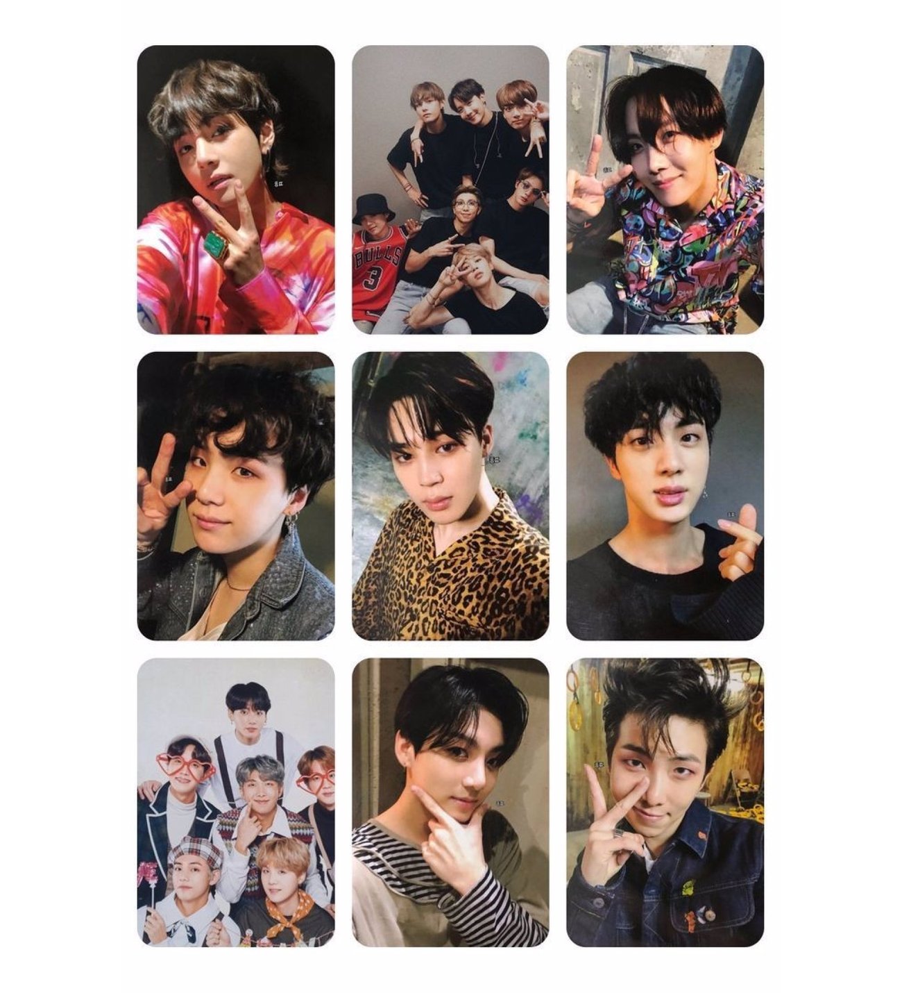 BTS (jin,jimin,v,suga jungkook) fotokart 9 adet 8*6 cm pvc kaplı