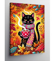 Kanvas Tablo Renkli Kedi Deseni