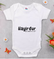 BK Kids Hayirdur Tasarımlı Beyaz Bebek Body Zıbın-1