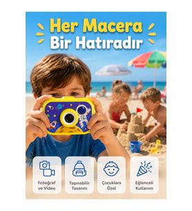 Çocuk Fotoğraf Makinesi Hd Video Kayıt Özellikli 2.0 İnç Ekranlı Type-c Şar