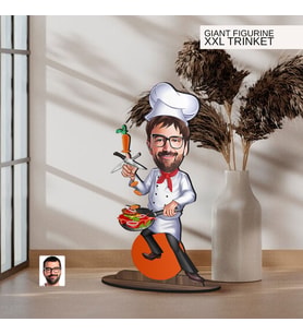 BK Gift Kişiye Özel Chef Karikatürlü Büyük Boy Ahşap Biblo-3 Arkadaşa Hediye , Sevgiliye Hediye, Kişiye Özel Biblolar