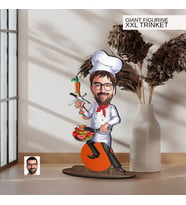 BK Gift Kişiye Özel Chef Karikatürlü Büyük Boy Ahşap Biblo-3 Arkadaşa Hediye , Sevgiliye Hediye, Kişiye Özel Biblolar
