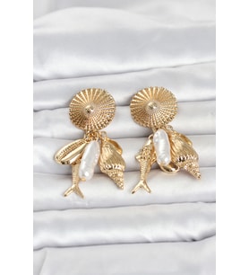 Gold Renk Deniz Temalı Vintage Kadın Küpe 5886 - EEEEEE1051-6612