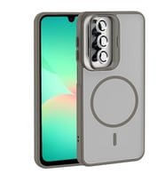 Coverzone Samsung Galaxy A17 ile Uyumlu Z-Etro MagSafe Wireless ?arj Destekli, G��l� Manyetik Tutucu, Stand Olabilen, Kamera Lens Hediyeli Koruyucu K?l?f Gri