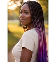 Caş Dekorasyon Siyah Üç Renk Ombreli Afrika Örgüsü Box Braid Sentetik Saç 60cm 100gr