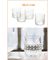 Şık 4'lü 300 ml Meşrubat Bardağı Seti, Dayanıklı ve Kullanışlı