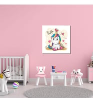 Tekli Kare Kanvas Kız Çocuk Odası Renkli Unicorn Tablosu