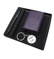 Signator D326 İsme Özel Set - Deri Kartlık + Anahtarlık  + Kalem Seti  İsme Özel Hediyelik Set (Karışık)