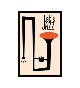 Let’s Jazz – Caz ve Müzik Temalı Eğlenceli Kartpostal & Hediye Not Kartı  10x15 cm (Kırmızı-Sarı-Siyah-Beyaz)