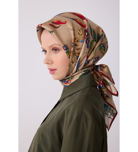 Obje Desen İpek Twill Eşarp  - 2026 İlkbahar-Yaz (T)  4320 (Gold)