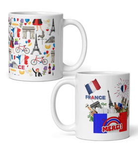 Fransa Kupa Bardak 2 Adet Seyahat Hatıra France Mug (Karışık)