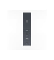 Hyperion Dolap 3 Raflı 5 Çekmeceli 2 Kapaklı 60x44x243 Antrasit-Antrasit