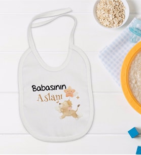 BK Kids Babasının Aslanı Tasarımlı Bebek Mama Önlüğü - Model 1