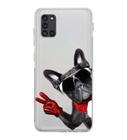 PrintiFy Samsung Galaxy A31 ile Uyumlu Köpek 2 Kamera Korumalı Şeffaf Kılıf