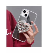 Aynalı Taşlı Popsocketli Kılıf iPhone 15