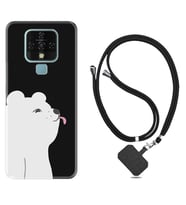 Tecno Camon 16 18P Pova Kılıf Boyun Askılı Silikon Panda Sevimli 1738