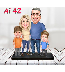 Kişiye Özel Ahşap Biblo - Aile Karikatür Biblo - 4 Kişilik Aile Biblo 14