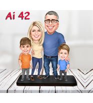 Kişiye Özel Ahşap Biblo - Aile Karikatür Biblo - 4 Kişilik Aile Biblo 14