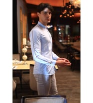 Oksit Brezzy 1008 Kol Seritli Slim Fit Erkek Gomlek (Mavi)