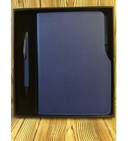 Süresiz Planlayıcı Kare Ajanda Kalemli Lüx Hediye Seti (Mavi)