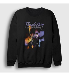 Presmono Unisex Siyah Purple Rain Prince Sweatshirt 410558tt