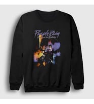 Presmono Unisex Siyah Purple Rain Prince Sweatshirt 410558tt