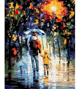 Baba Ve Çocuk Sayılarla Boyama Seti 40x50 cm  (Tuvale Gerili)
