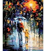 Baba Ve Çocuk Sayılarla Boyama Seti 40x50 cm  (Tuvale Gerili)