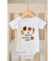 Ek Gıdaya Hazırım Anne Özel Tasarım Bebek Zıbın Pamuklu Çıtçıtlı Body