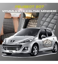 Peugeot 207 Antrasit Renk Tay Tüyü Cepli & Terletmez Sırtlı Oto Koltuk Minder Seti - Koltuk Koruma Kılıfı (ÖN & ARKA TAM SET)