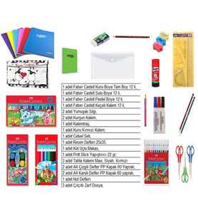 Okul Kırtasiye Seti Lüks Set 2.3.4.Sınıf 25 parça, Faber Castell
