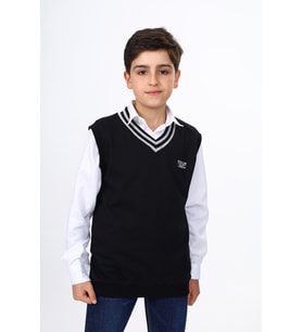 Toontoy Erkek Çocuk Okul Nakışlı Süveter (Siyah)