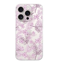 PrintiFy Apple iPhone 15 Pro Max Uyumlu Kamera Korumalı Floral Pudra Tasarımlı Şeffaf Kılıf