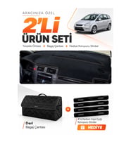 FORD C-MAX (2003-2010) UZUN KAPAKLI Uyumlu Torpido Örtüsü + Deri Bagaj Çantası Seti - Siyah