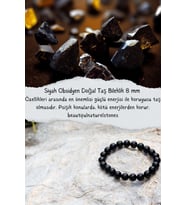 Nelleovana Siyah Obsidyen Doğal Taş Bileklik 8 Mm ( Koruyucu Taş )