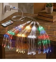 4’lü Açılır LED Işık Seti – 8 Farklı Işık Modlu, Kumandalı, USB Kablolu Renkli Dekoratif Fiber LED Lamba (5668)