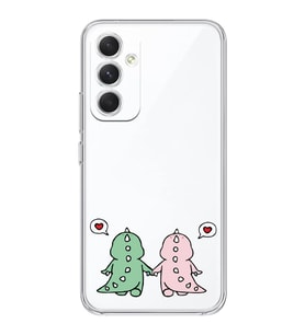 Samsung Galaxy A25 Uyumlu Kalpli Dinazor Çiftler Tasarımlı Şeffaf Telefon Kılıfı