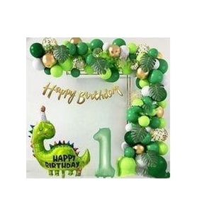 DÜVENCİ Happy Birthday Yazılı Dinozor folyo balonlu doğum günü set