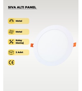15W Sıva Altı Yuvarlak Slim Led 3200K Sarı Işık 2 Adet (Beyaz)