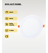 15W Sıva Altı Yuvarlak Slim Led 3200K Sarı Işık 2 Adet (Beyaz)