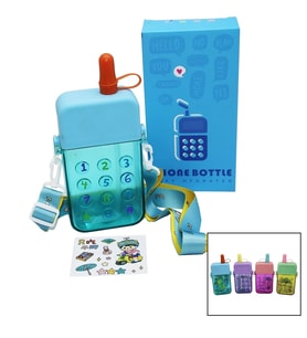 Matara Telefon Modeli Renkli Mika Kristal Suluk Matara Pipetli Vidalı Kapak Askılı 300ml
