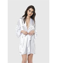 Amora Secret Beyaz Kısa Saten Sabahlık