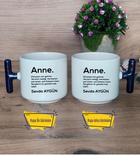 Anne Kupa Bardak T Lacivert Kulplu Anneler Günü Hediyesi Anneye Hediye